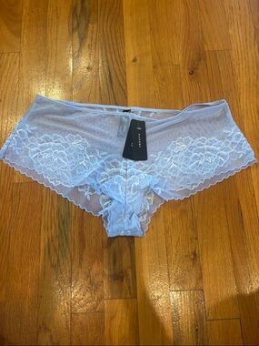 Natori Pale Blue Lace Boyshort XL New
